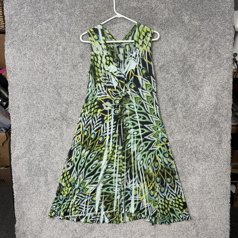 Unity World Wear Sundress M Peacock Abstract Tropical Resort Vacation Statement